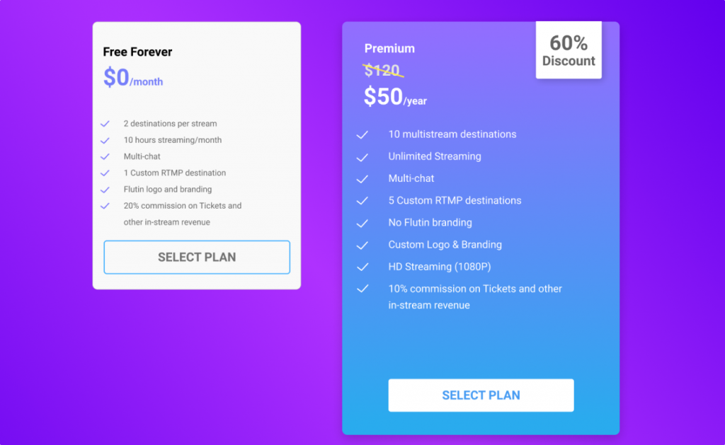 Flutin Live Subscription Plan