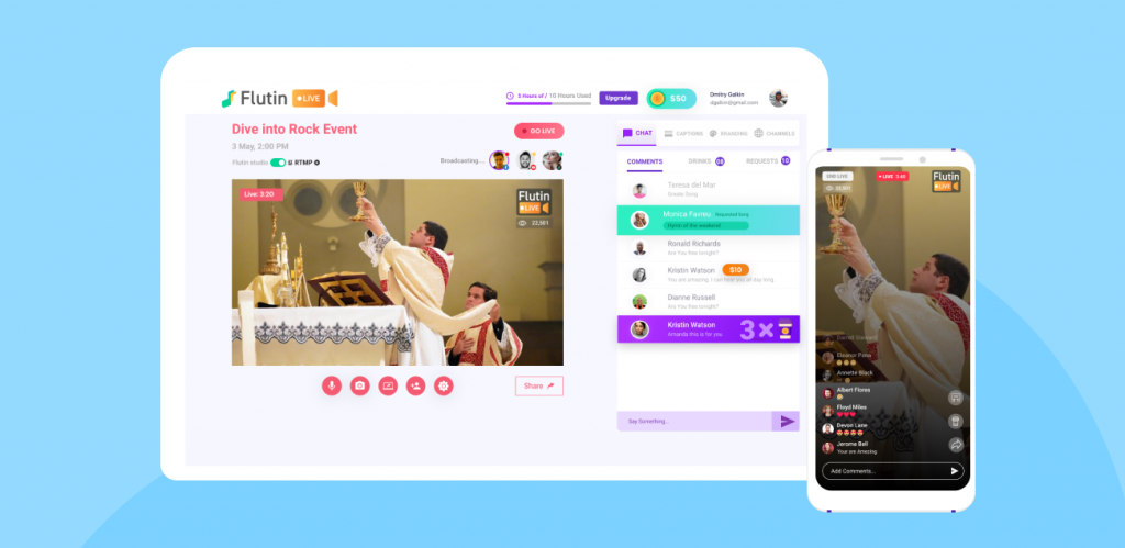 Flutin Live is suitable for church streaming