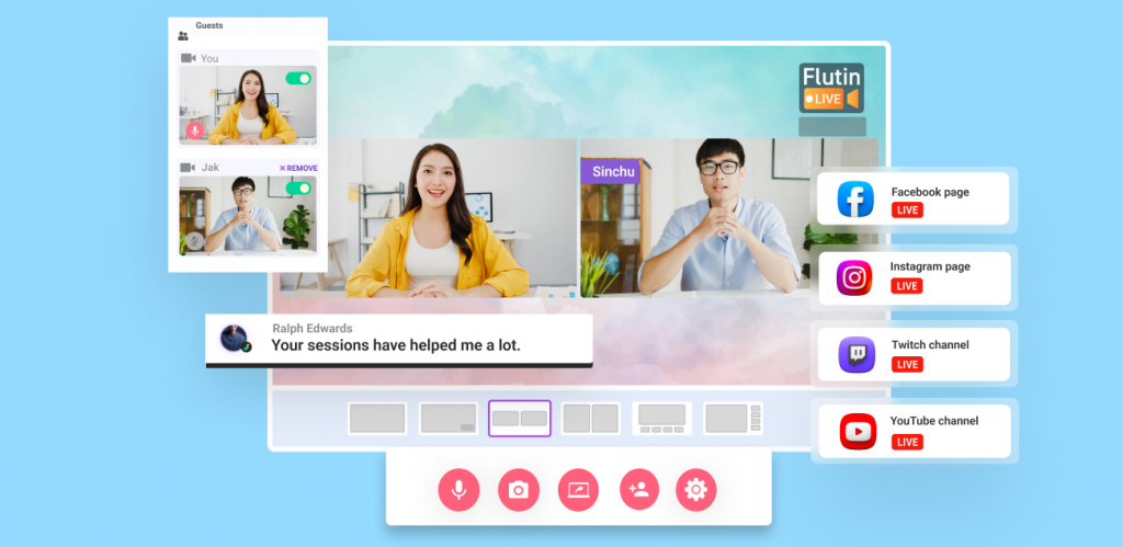 Flutin Live is a alternative of Facebook Live. Split screen streaming